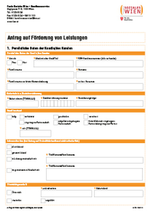 Antrag auf Förderung von Leistungen