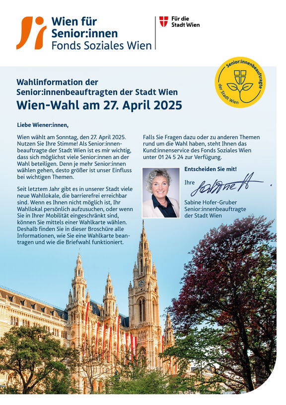Wahlinformation Wien-Wahl am 27. April 2025 der Senior:innenbeauftragten der Stadt Wien