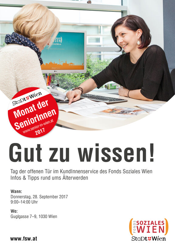 Programm zum Tag der offenen Türe im FSW-KundInnenservice